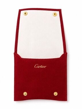 Cartier Red Suede Jewelry Travel Watch Pouch with Pillow